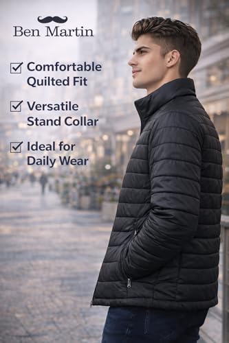 Image of Ben Martin Men's Nylon Jacket|Standard Length Puffer Winter Bomber Jacket|Stylish Jacket|Biker Casual Hoody Jacket