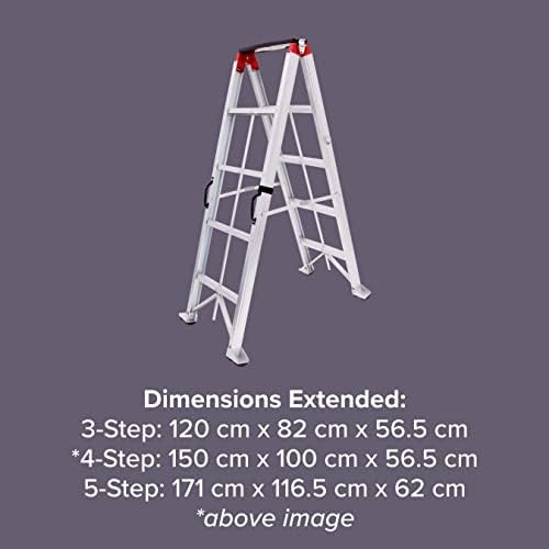 Fold a Step Ladder 3 Step (112cm) - Aluminium, foldable ladder with built in tool tray.