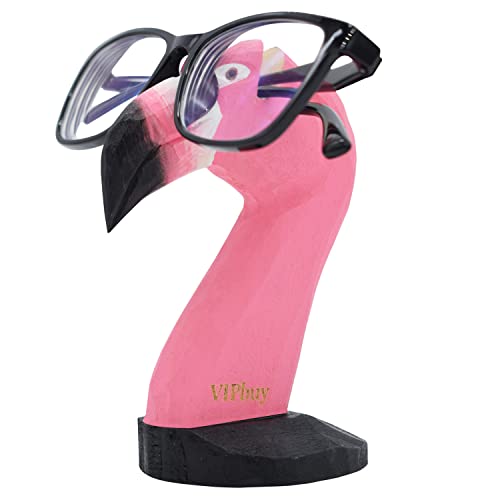 A hand-carved solid wood flamingo that moonlights as a glasses stand — genuinely charming craftwork for under $10.