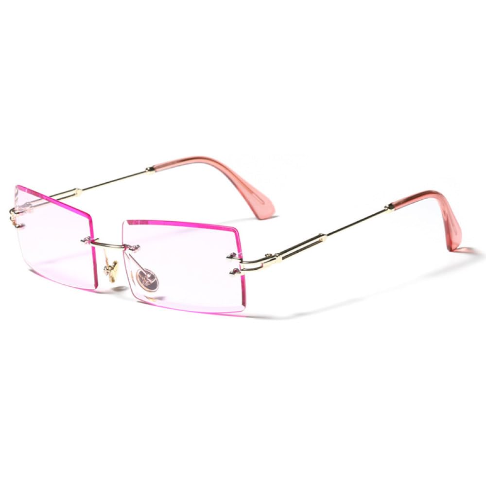 Lunettes de soleil carrées à la mode design géométrique sans bords chic