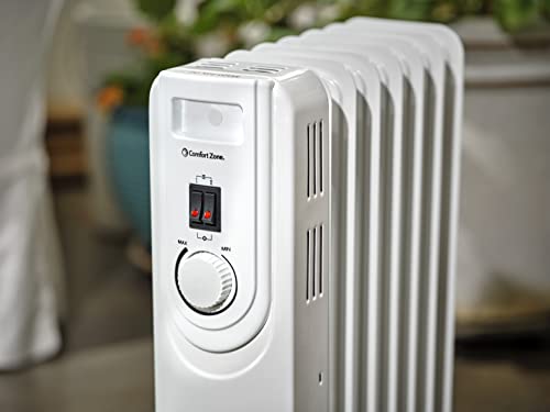 Comfort Zone Cz7007J 1,200-Watt Electric Oil-Filled Radiant Radiator Heater, Permanently Sealed, Never Refill, Adjustable Thermostat, Stay-Cool Handle, Tip-Over Switch & Overheat Protection System #TOP3