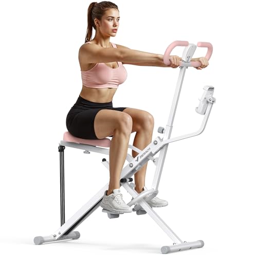 MERACH Upgraded Squat Machine for Women, Smart Row and Deep Squat Trainer with Tablet Stand, Adjustable Resistance & 350LB Weight Capacity, Foldable Home Exercise Equipment, Connect MERACH APP, Pink