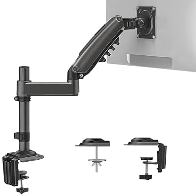 HUANUO Single Monitor Arm, Adjustable Desk Mount for 13-34 inch Screens, Holds 19.8lbs, 22.44 inch Max Height, Full Motion Swivel Gaming Monitor Stand with VESA 75x75mm and 100x100mm Compatibility