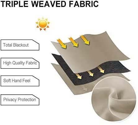 DWCN Curtain Beige Curtains for Living Room & Bedroom Blackout Curtain Curtains & Drapes Eyelet 46 x 90 Inch 2 Panels - Image 3