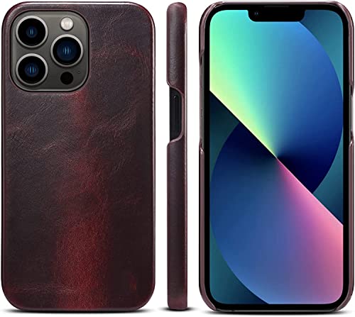 Étui iPhone 14 Pro cuir véritable rouge fin pour éviter les rayures - 3