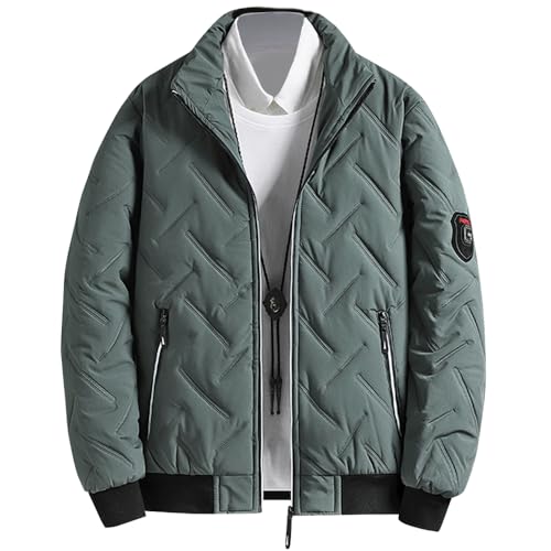 [Aaronlive] コート メンズ 冬服 アウター 中綿 大きいサイズ 長袖 ジャケット 厚手 防風 防寒 暖かい ゆったり カジュアル メンズ トップス 秋 冬 green L - Aaronlive - 商品画像