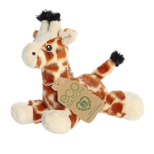 Peluche girafe orange sans plastique rigide en matières recyclées Eco Nation