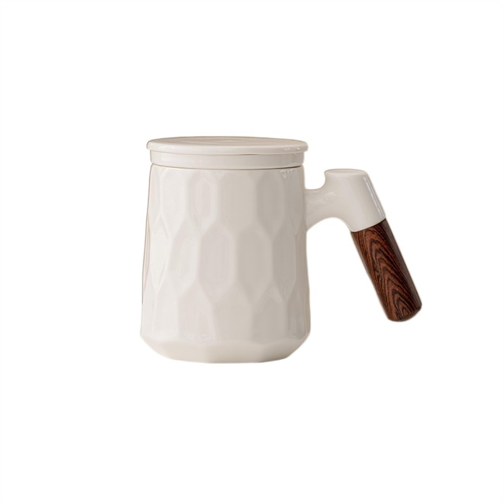 Becher Chinesische weiße Porzellan-Büro-Tasse mit Deckel, Tee-Trennung, Teetasse, Heimbecher, Teetasse, Wassertasse, Kaffeetasse Kaffeetasse(Color:A)