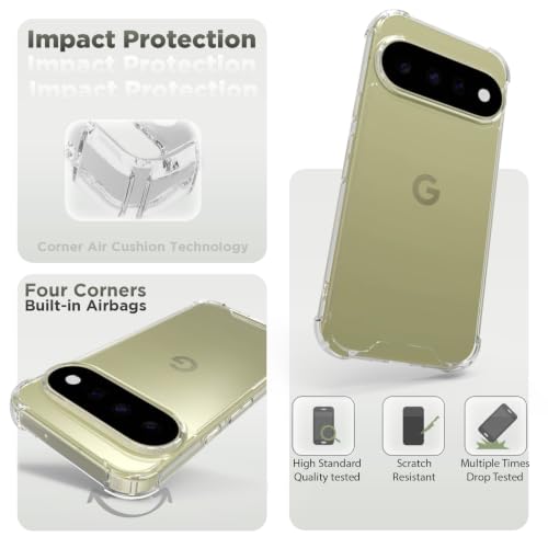 Image of RIGGEAR Shockproof Clear Hybrid Airbag Armor Back Cover Case Compatible with Google Pixel 11 / Pixel 11 Pro (Transparent PC and TPU Bumper)