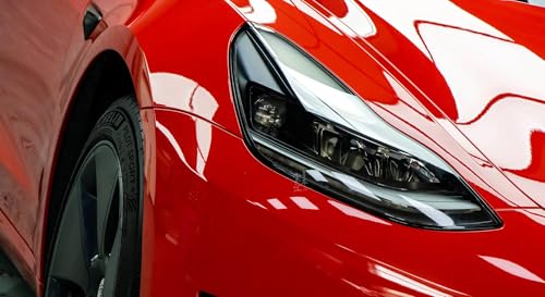 Image of LZLRUN High Gloss Vinyl Realistic Paint Wrap Roll Car Sticker Film Decal Bubble Free Come with Installation Tool Set (Red, 1ft x 10ft)