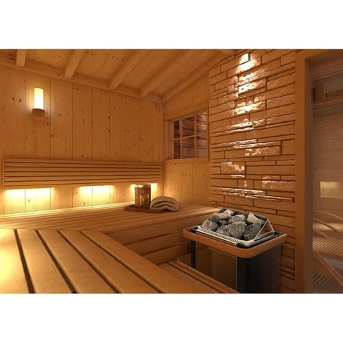 Uniprodo UNI_SAUNA_BS8.0KW Elektrische saunakachel, 8 kW, roestvrijstalen paneel, 30 tot 110 °C, saunaverwarming 8 tot 12 m³, oververhittingsbeveiliging, sauna, oven, sauna, sauna, wandmontage, - Afbeelding 6