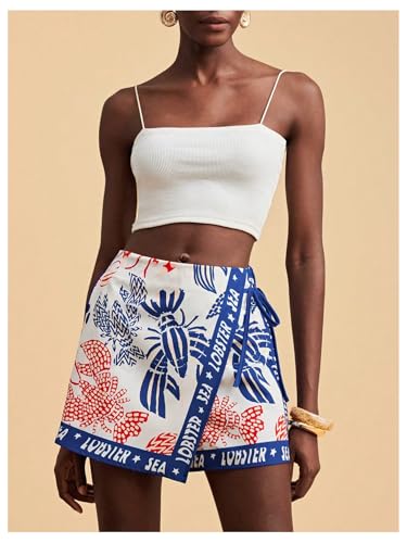 Image of SweatyRocks Women's Boho Mini Skirts Floral Shorts Tie Side Wrap Skorts