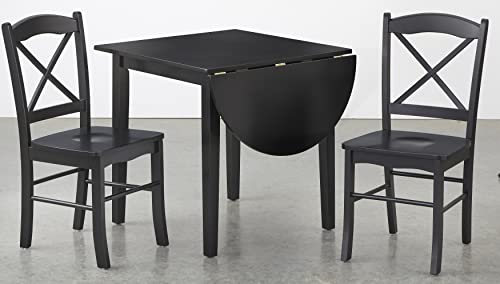 Target Marketing Systems Tiffany Two-Toned Single Drop Leaf Dining Table For Small Spaces, And Apartments, Made Of Solid Rubberwood, Expands From 30" To 43", Black #TOP4