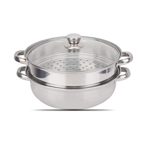 Olla de vapor de 2 capas, olla de vapor de acero inoxidable de 27 cm / 11 pulgadas, olla de vapor...