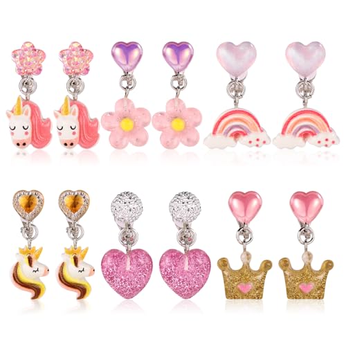 6 Paar Ohrclips zum Anklipsen, Bunte Nicht Durchbohrte Ohrclips...