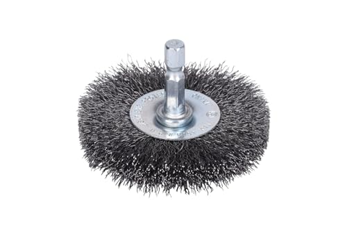 Image of Century Drill & Tool 76423 2.5 inch Durable Fine Crimped Radial Wire Brush, 1 /4 inch Drill Shank, 4,500 RPM - Ideal for Rust /Paint Removal, Deburring, & More