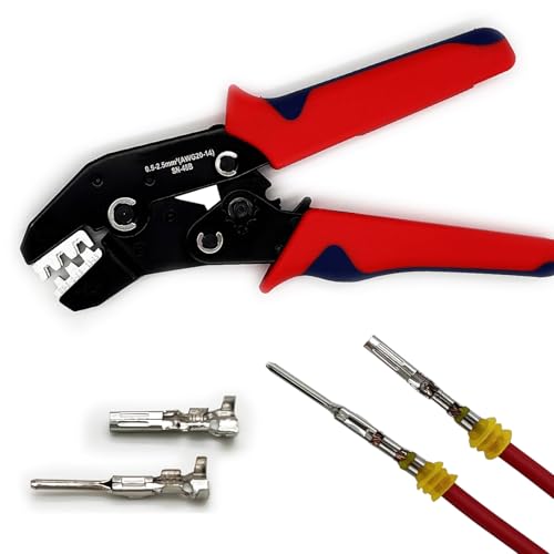 Twippo Crimping Tool with Ratchet, Ratcheting Wire Crimper Tool for Open Barrel Terminal Connectors, Electrical Crimping Tool, Crimping Pliers for 20-14 AWG