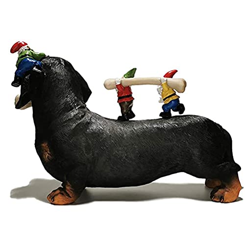 TOPINCN Hundefressende Zwergenstatue, Hundeskulptur aus Kunstharz für Lustige Gartendekoration, 24 cm Hoch, für Rasen und Terrasse (#2)