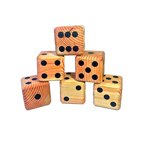Lawn Dice Set - 6 Giant solid wood yard dice with hand painted pips - Yardzee and Yarkle scorecards available. Makes a great Christmas Gift