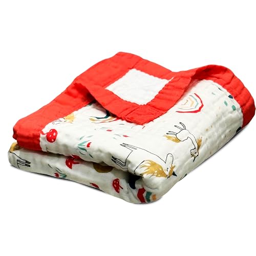 100% Cotton Muslin Baby Blanket | Soft & Breathable 6-Layer Swaddle & Receiving Blanket |...