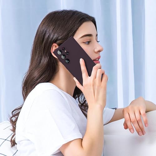 Image of DIZORO for Samsung Galaxy S23 Ultra Phone Case Liquid Silicone, Cute Thin Slim Soft Rubber TPU Plain Smooth Gel Back Cover for Women Girl Men, Matte Solid Protective & Shockproof Bumper Deep Purple.