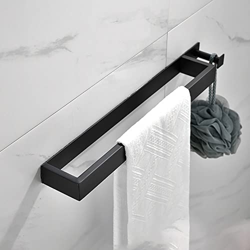 Porte-serviette de bain auto-adhésif noir mat avec rail plat anti-encombrement