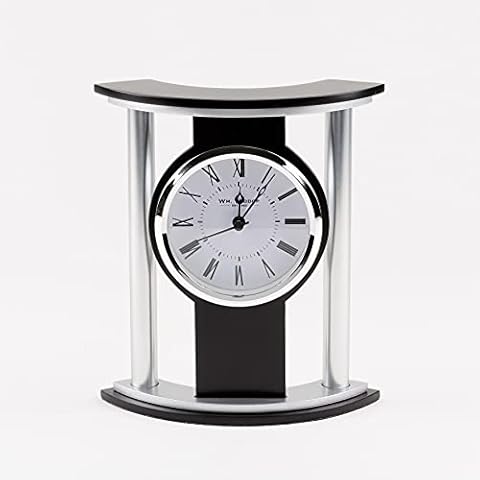 Wm Widdop Black & Silver Effect Mantel Clock 18cm Cover