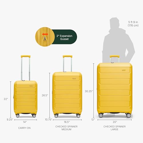 Traveler's Choice Pagosa Indestructible Hardshell Expandable Spinner Luggage, Yellow, 2-Piece Set (22/26)4