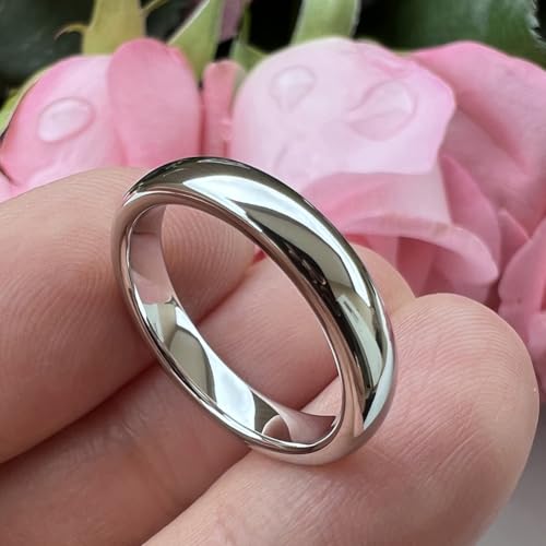 Image of TUTISS 2mm 3mm 4mm 5mm 6mm 7mm 8mm 10mm White Tungsten Rings for Men Women Engagement Wedding Bands Domed Polished Shiny Comfort Fit