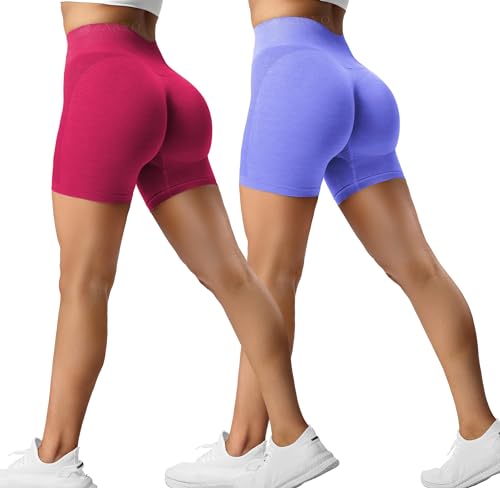 ZAAYO 2er-Pack Sport Short Damen Butt Scrunch Kurze Sporthose Laufhose Hohe...
