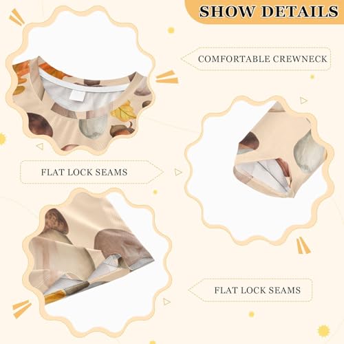 Boletus Leaves Beige Boy's Rash Guard Swim Shirt Long Sleeve Sun Shirt for Kids Toddlers UPF50+3