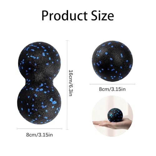 XxinXrong Faszienball Set, 2er Set Massagebälle, Trigger Point Release Lacrosse Ball, Faszienball für Füße, Massageball Faszien Ball, Faszienbälle für Faszientraining Durchführen,Einzelball+Doppelball