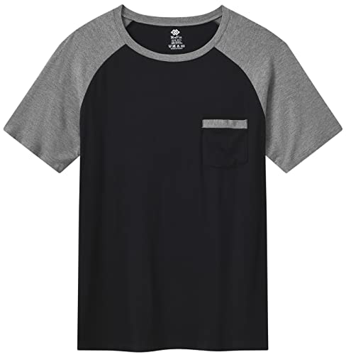 MoFiz Men's Sleep Sets,Modal Pajamas Set Ultra Soft Sleepwear Short Sleeve Top & Bottom PJS Lounge Set 2 pieces2