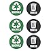 6pcs Autocollant de Recyclage Étanche Recycle & Trash Étiquette de Signe de Logo Autocollant pour Poubelle de Recyclage Conteneurs à Ordures en PVC Rond