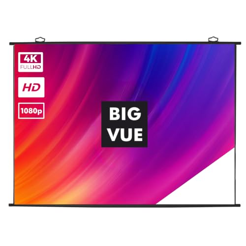Image of BIG VUE Universal MAP Type Projector Screen, 84 Inch Diagonal - 4:3 Aspect Ratio, Supports UHD-3D-4K, Full HD 1080 Pixels, High Gain Projection Screen for Classroom, Home Theatre & Office - White