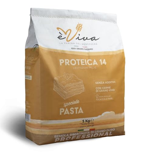 Agricola Piano – Proteica 14 | Sémola Re-molida de Trigo Duro con Germen kg 5 - Sémola Profesional Pugliese - Proteica, para Alta Hidratación - Ideal para Pasta y Pan - èViva