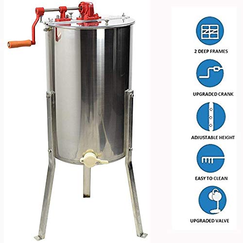 LXT PANDA Honey Extractor Separator, Honeycomb Drum Spinner with Adjustable Height Stands,Beekeeping Pro Extraction Apiary Centrifuge Equipment.（2 Frame）