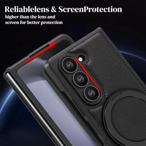 Image of Business Leather Phone Case for Samsung Galaxy Case Compatible with Mag Charging | Cloth Aroma Therapy Phone Case with Magnetic Absorption Function (Z-Fold 7 - Blue, Samsung Galaxy Z-Fold 7)