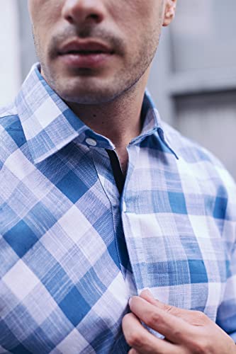 Image of SHIRT THEORY Blue Check Cotton Full Sleeves Casual Shirt for Men II Premium Cotton Shirt II Stylish Shirt for Men II Exclusive Men Casual Shirt II Luxury Shirts ||
