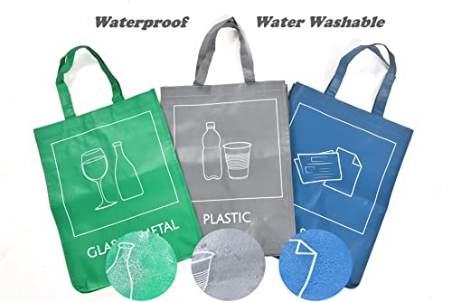 Young Da Reusable Recycle Bin Bags, Separate Recycling Trash Bins Box For Home Kitchen Garden, Recyclable Waste Sorting Organizer Waterproof Compartment Container(3Pcs) #TOP4