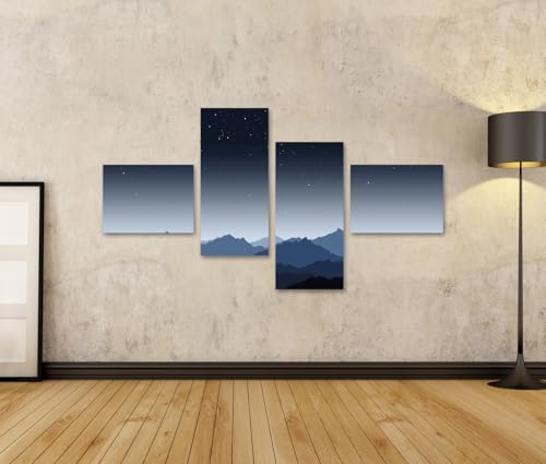 Toile montagne magique decoration murale chambre coucher amoureux nature 4 pieces