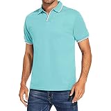 Men Tipped Collar Short Sleeve Golf Shirt Classic Business Casual Pullover Henley Shirt Tennis Bowli