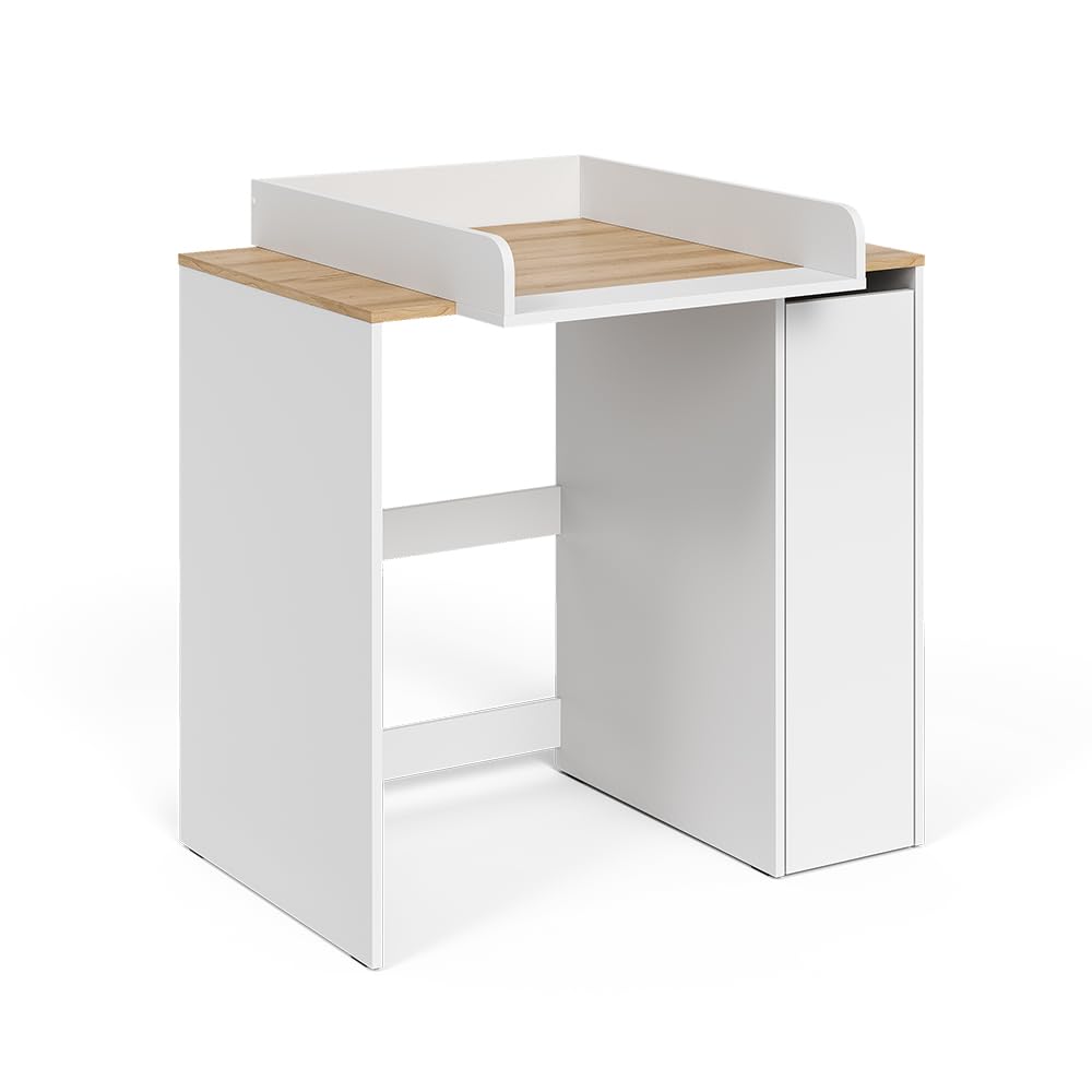 Vicco armadietto coprilavatrice Viktor, Bianco/Artisan, 93.6 x 88.2 cm 2 parti con fasciatoio, per riporre detersivi e come superficie d’appoggio