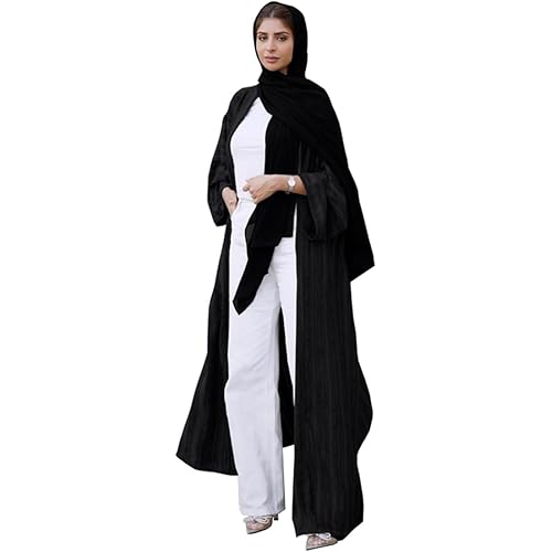 Womens Muslim Kimono Abaya Solid Striped Retro Ethnic Cardigan Robe Dubai Middle Eastern Saudi Arabia Eid Clothes