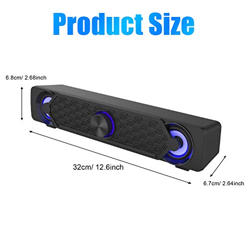 Smalody Small Computer Speakers For Desktop Gaming Monitor, Pc Speakers For Desktop Monitor, Computer Speaker Wired Usb Powered, Mini Soundbar With Cool Led Light Effect #TOP4