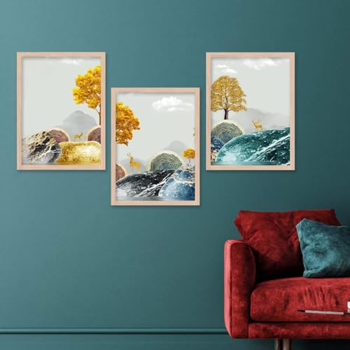 Image of kotart Modern Wall Art Framed Painting for Wall Decoration - Wall Paintings for Living Room, Bedroom - Big Size Wall Painting Set of 3 (Art-6, 13X17 inch)
