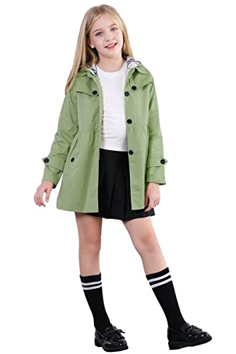 Image of Betusline Girl's Single Breasted Trench Coat Hooded Dress Coat Outerwear, 2-14 Years