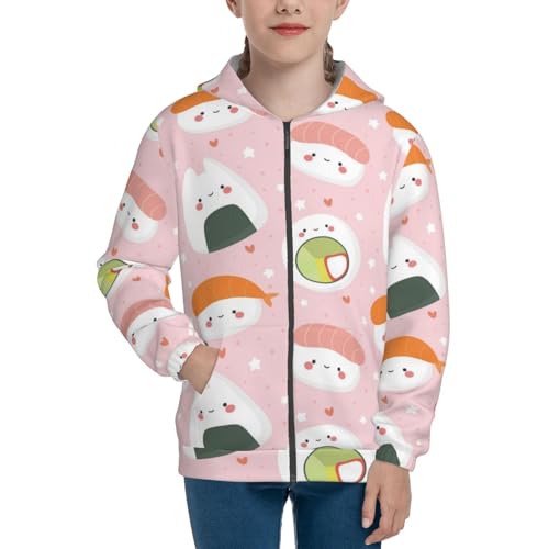 Cute Sushi (2) Kids Pullover Hoodies Boys Zip Up Sweatshirts Girls Athletic Clothes with Pocket3