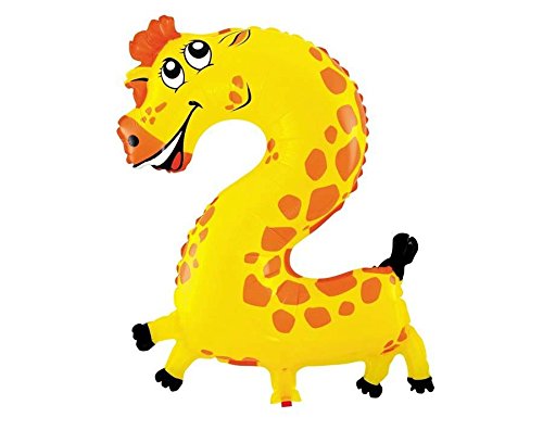 My Party Suppliers Cartoon Animal Shaped Number Balloons - Number Two Balloon (Multicolour)