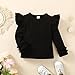 Toddler Baby Girl Solid Color T-Shirt Kids Blouse Plain Ruffle Sleeve Top Cotton Casual Clothes (033A-Black, 3-4 Years)